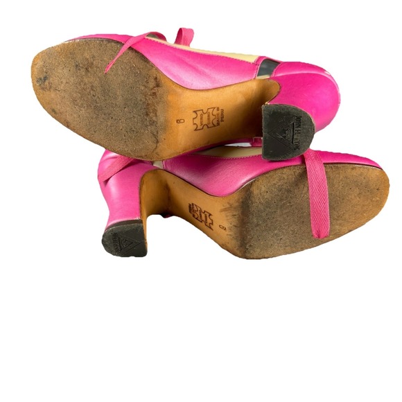 JOHN FLUEVOG Revelation Pink Lace Up Bow Heels Pumps Vintage Womens 6 Retro - Picture 9 of 10